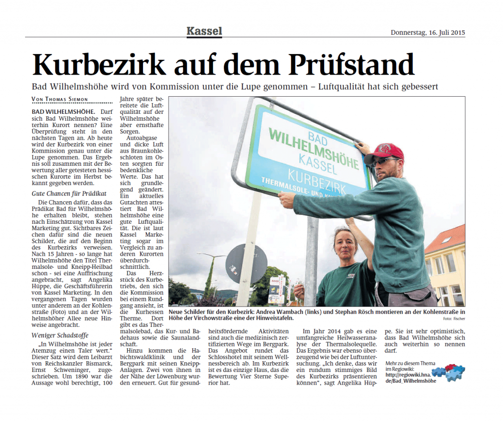 Zinke montiert Kurbezirk Schilder